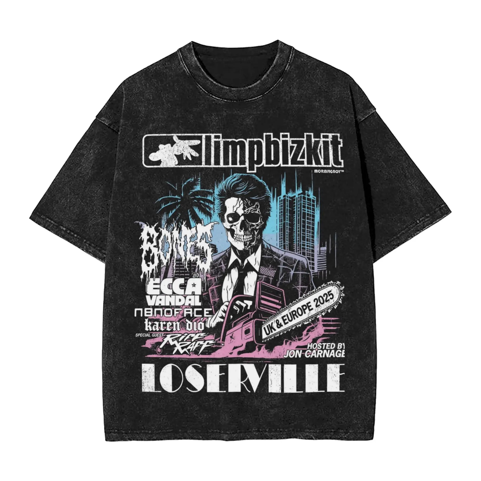 

Рок-группа Limp Bizkit, стираная футболка, мужская забавная повседневная футболка Y2K, пляжная трендовая футболка с круглым вырезом, дизайнерская одежда больших размеров