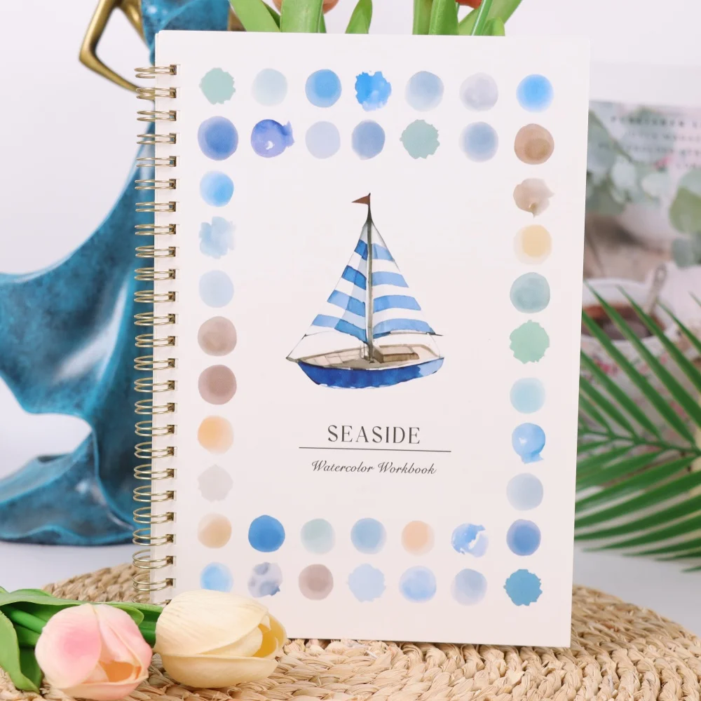 Seaside theme, beautiful spiral coil binding, Art & Craft Painting Book for Beginners, Teens, Adults