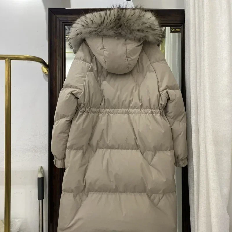 2023 nuovo inverno collo grande piumino di media lunghezza da donna addensato coreano Fit cappotto bianco cappotto da neve giacca da donna