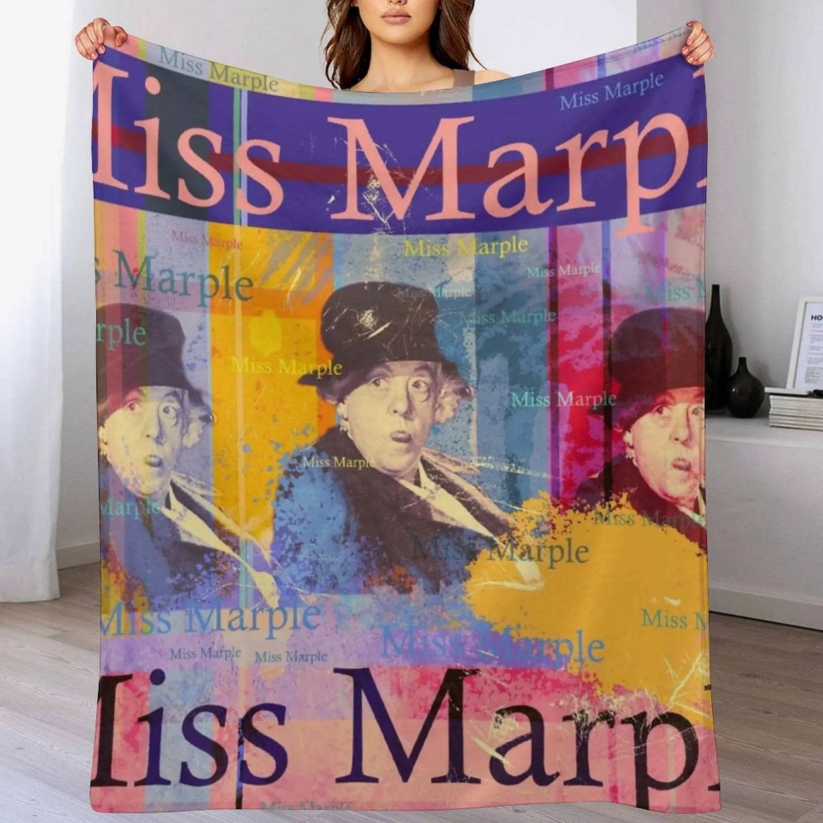 Miss Marple portrait, detective from England Throw Blanket All Weather Soft Throw Blanket for Sofa