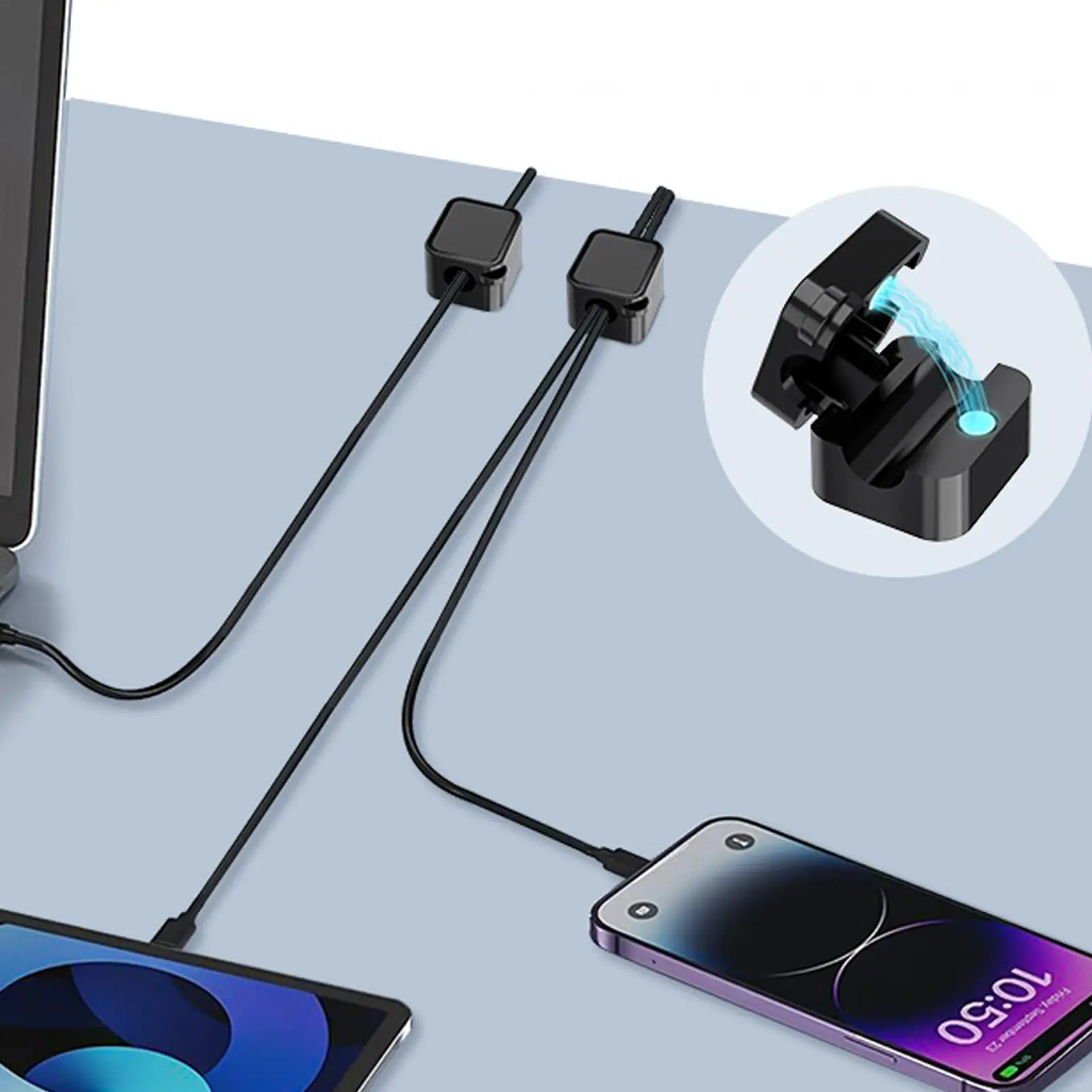 Magnetischer Kabel-Organizer, 6-teilig, selbstklebende Drahtklemme, Kabel-Organizer für Kabelmanagement, Schreibtisch, Zuhause, Nachttisch, Tisch, Nachttisch