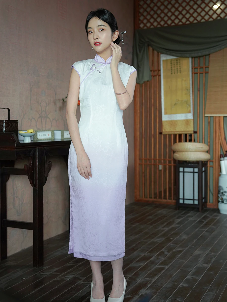 

Momei Spring Summer Floral Embroidery Side Zipper Long Vintage Sle Svel Daily Wear Low Slit High Quali Fa...