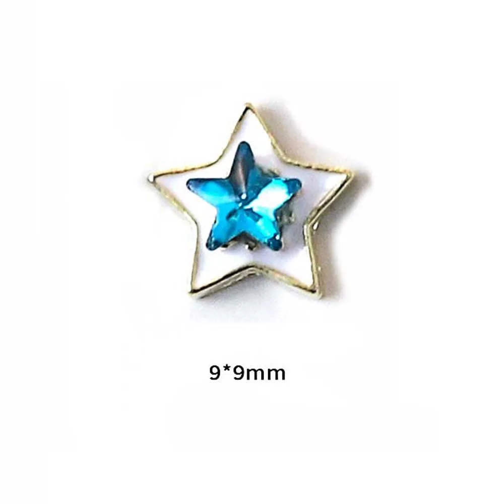 10Pcs New Colorful Stars Alloy Nail Art Charm 3D Sweet Cool Wind Five-Pointed-Star Luxur Nail Decoration DIY Nails Accessories