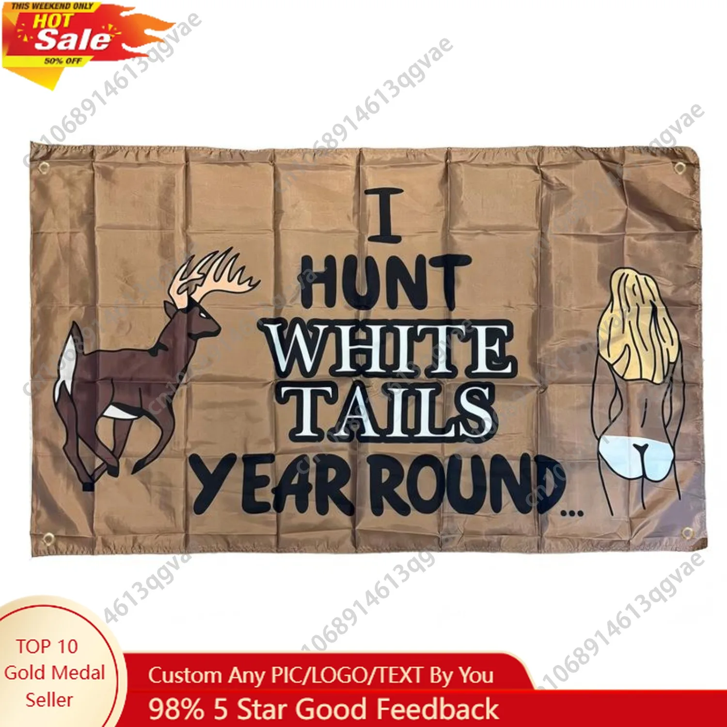 أنا صيد ذيول بيضاء سنة جولة العلم نسيج البوليستر للكلية النوم غرفة ديكور راية الأطراف الهدايا راية ديكور مخصص #1