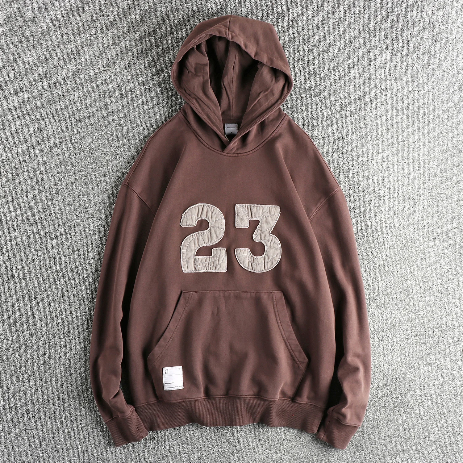 Autumn and Winter New American Retro Letter Tape Hooded Hoodies Men's 100% Cotton Kangaroo Pocket Casual Pullover Sportwear