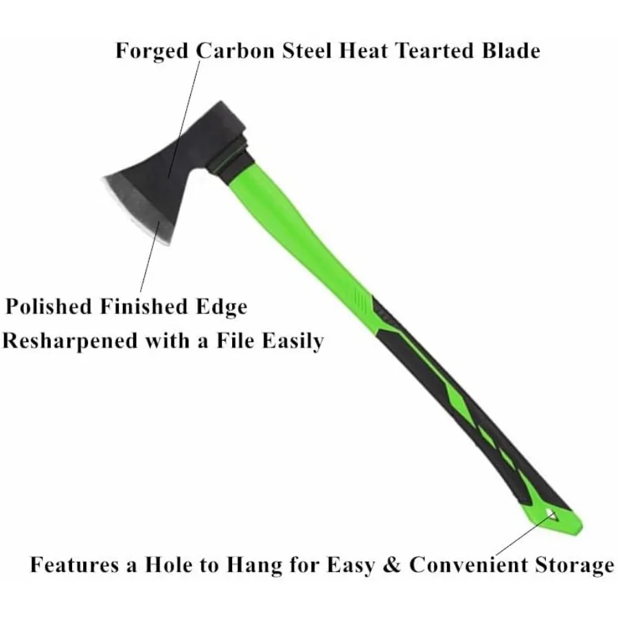 FLZOSPER Chopping Axe36 Camping Hatchet Forged Steel Wood Splitting Tool with Strong Fiberglass Handle and Anti-Slip Grip with