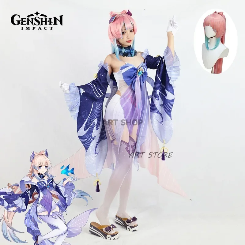 Sangonomiya kokomi cosplay costume genshinimpact wig dress outfits anime game game kokomi costumes for Halloween party