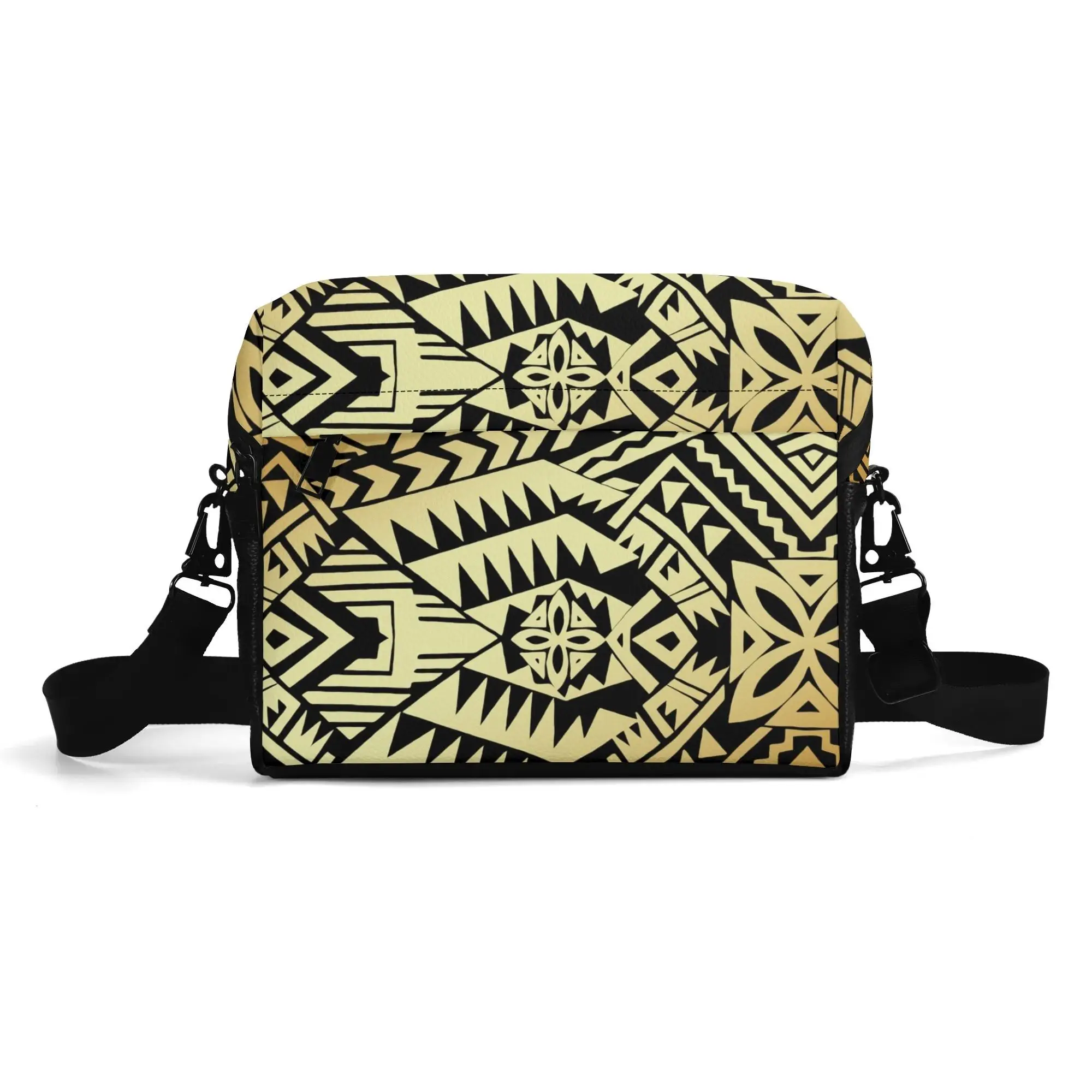 Customized Pattern Logo Text Fashionable Pu Zipper Crossbody Bag For Men Large Capacity Double-Layer Single-Shoulder Bag