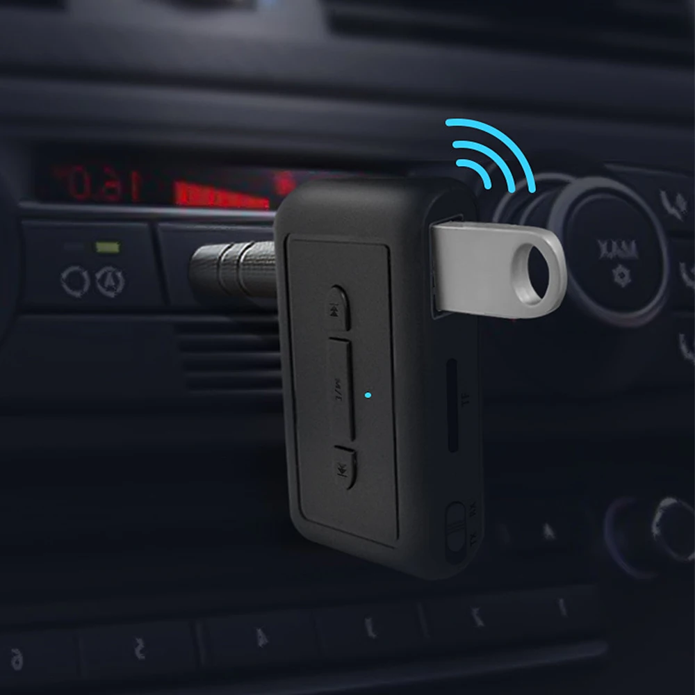 2 In 1 Car Bluetooth 5.3 Receiver Transmitter Adapter Mp3 Wireless Player Audio AUX Conversion 3.5mm Jack Support U Disk TF Card