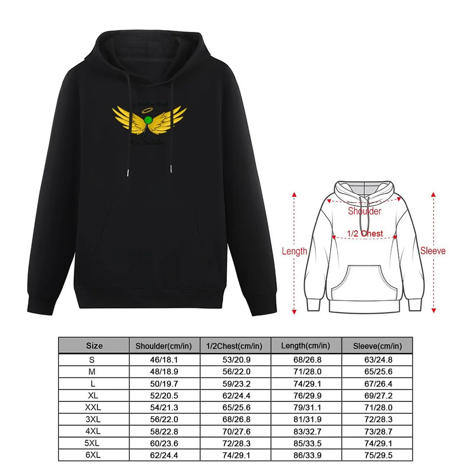 My Guardian Angel Is a Trickster BLACK TEXT Pullover Hoodie korean autumn clothes mens hoodies