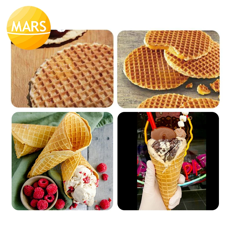 Electric Stroopwafel Syrup Waffle Maker Baker 220V 110V Waffle Cone Ice Cream Machine Stainless Steel Round Pancake Grill Oven