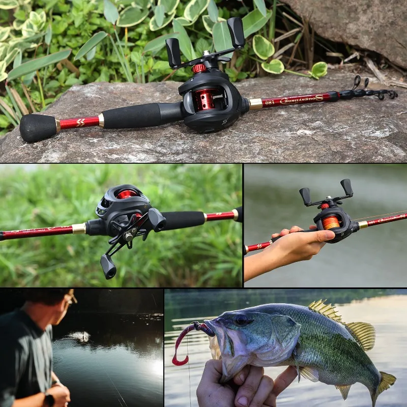 Sougayilang Baitcasting Fishing Set 1.8m 2.1m 2.4m Ultralight Carbon Fiber Rod and 7.2:1 High Speed Reel for Bass Fishing Pesca
