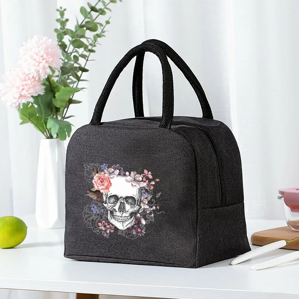 Lunch Bag Cooler Tote Portable Insulated Zipper Thermal Canvas Bag Food Picnic Unisex Travel Lunchbox Organizer Bags Color Print