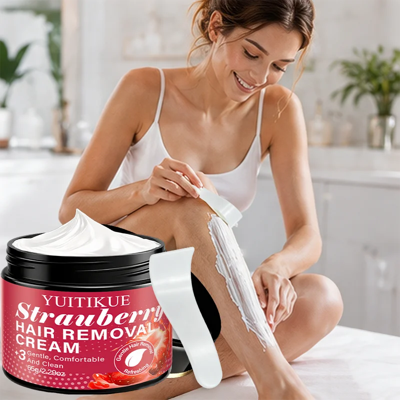 65g Strawberry Hair Removal Cream Gentle Refreshing Comfort Depilatory Lotion For Arms Legs Underarm Full Body Skin Care Cream