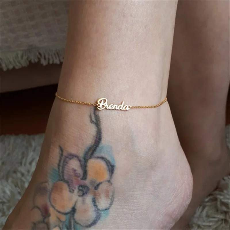 

Custom Name Anklet Personalized Name Foot Stainless Steel Chain Anklets For Women Girl's Jewerly