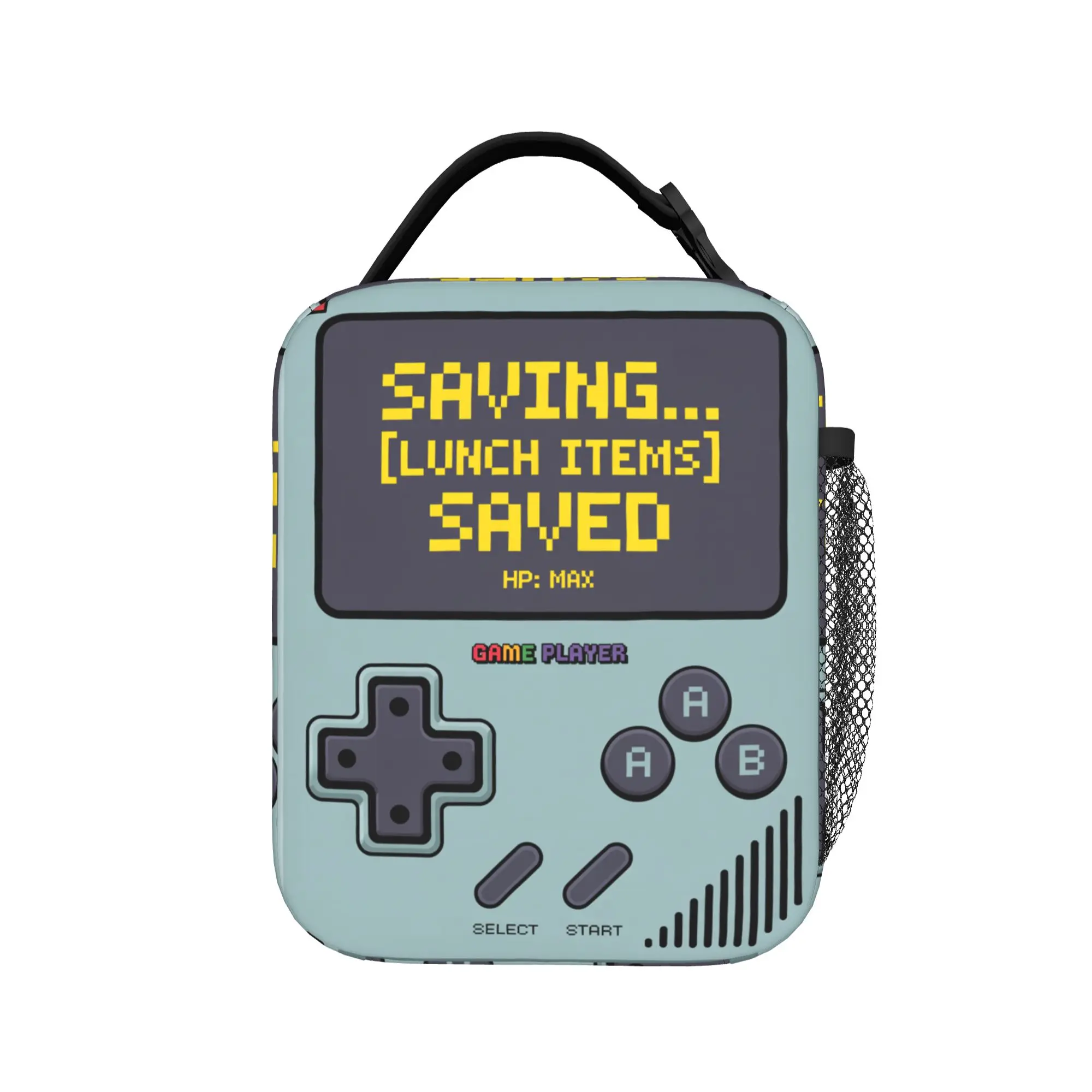 

Retro Video Game Lunch Bag for Gamer Insulated Vintage Handheld Gaming Console Design Lunch Tote Bags for Work Picnic Office