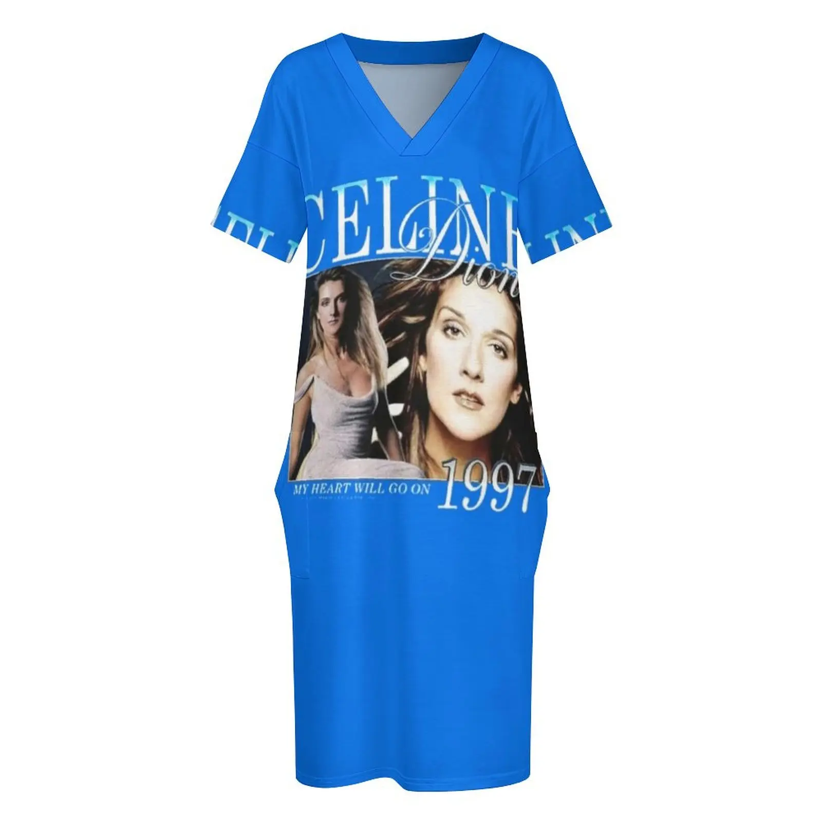 Gráfico celine dion amor country música para mulheres homens camiseta essencial vestido de bolso solto vestidos para mulher 2025