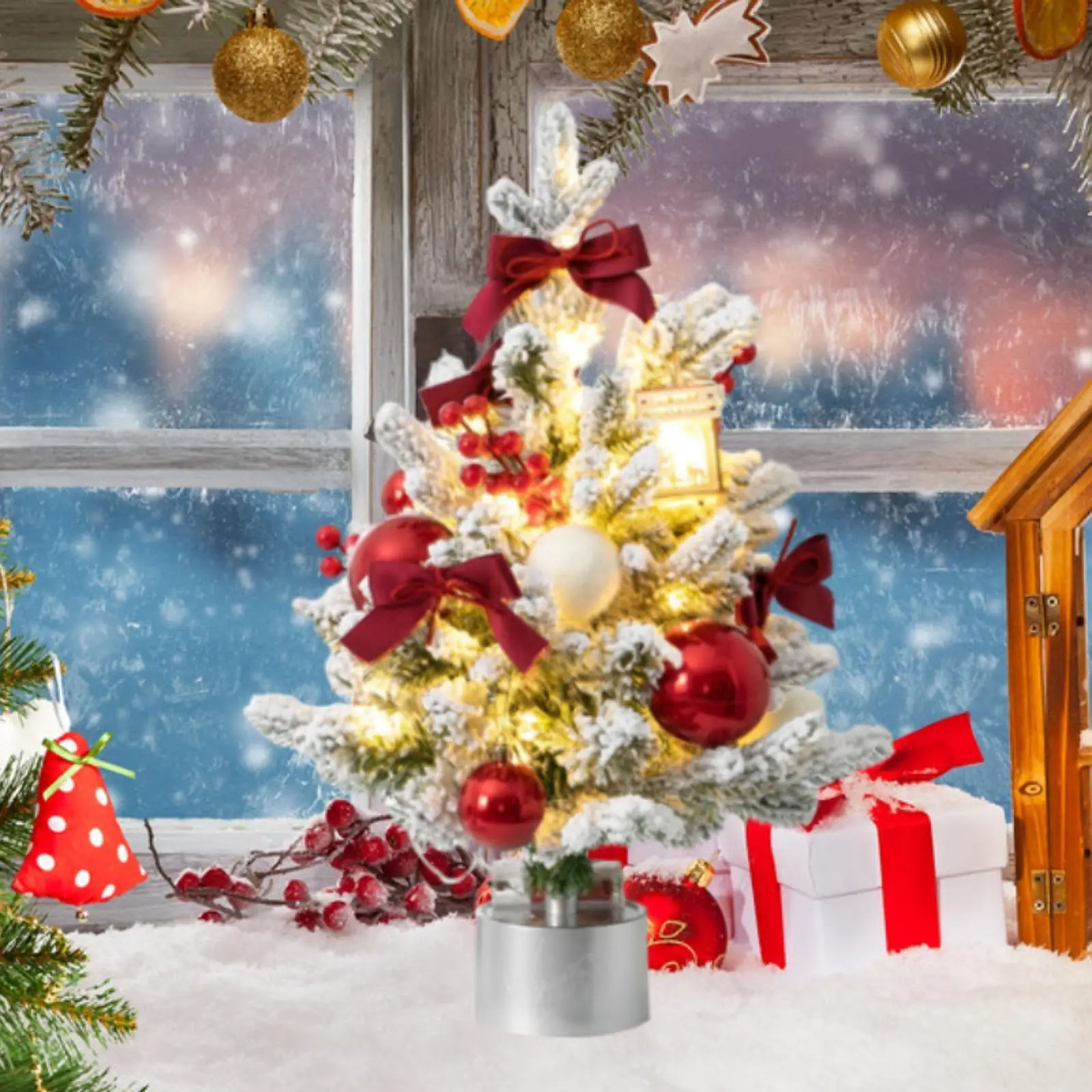 Mini Christmas Tree with Light Tabletop Decoration for Patio Wedding Bedroom