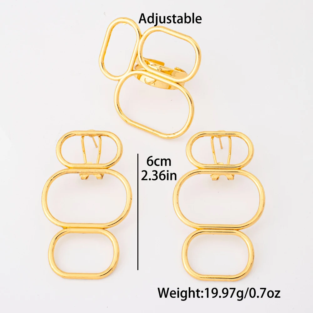 2 Stück geometrische Ohrringe mit doppeltem Kreis, Schmuckset, minimalistische Ohrringe, Damen, für den Alltag, die Arbeit, Freizeit und Partys. – Detail 2