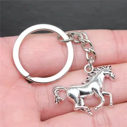 Keychain Holder Dropshipping Vintage Handmade Antique Silver Color 30x22mm Horse Pendant Keyring