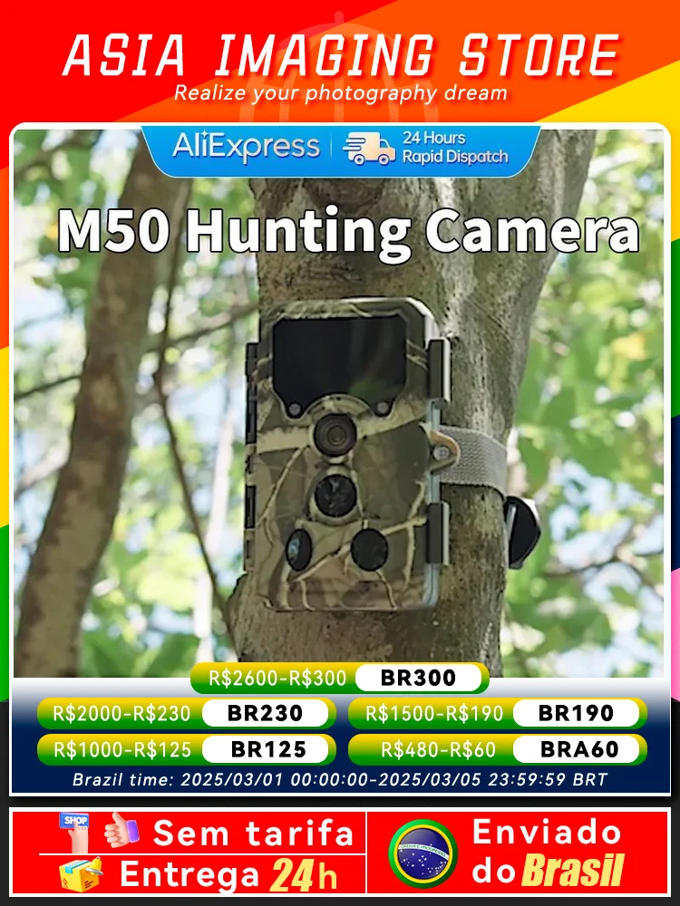 SJCAM M50 24MP 1296P Wildlife Trail Camera Photo Trap 38-IR LED PIR Hunting Camera Wildlife WiFi 2.4GHz Surveillance Tracking