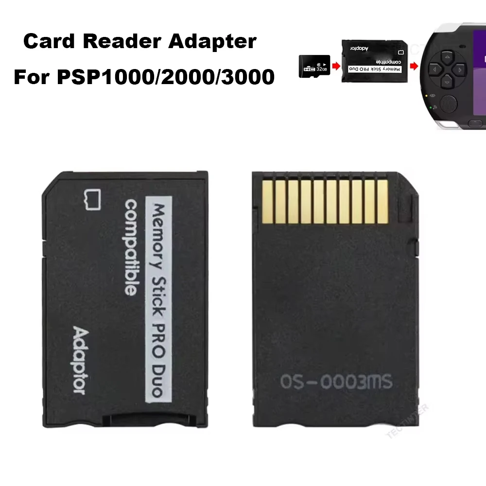 Adaptador de lector de tarjetas SD Mini Memory Stick Pro Duo para consola de juegos de la serie PSP, convertidor de TF a MS para accesorios de cámara/Handycam