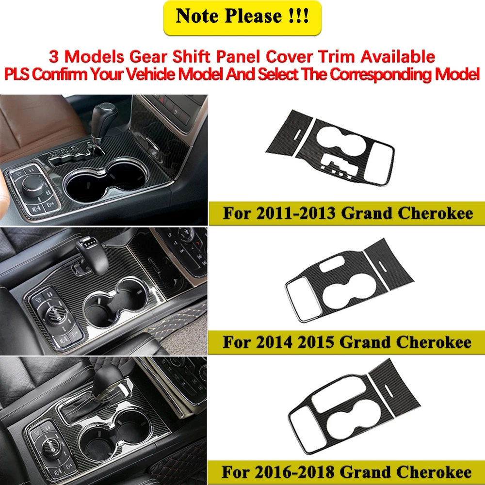 Gear Shift Panel Cover Carbon Fiber For Jeep Grand Cherokee 2011-2015 2016-2018 Switch Knob Cover Trim Car Stickers Accessories