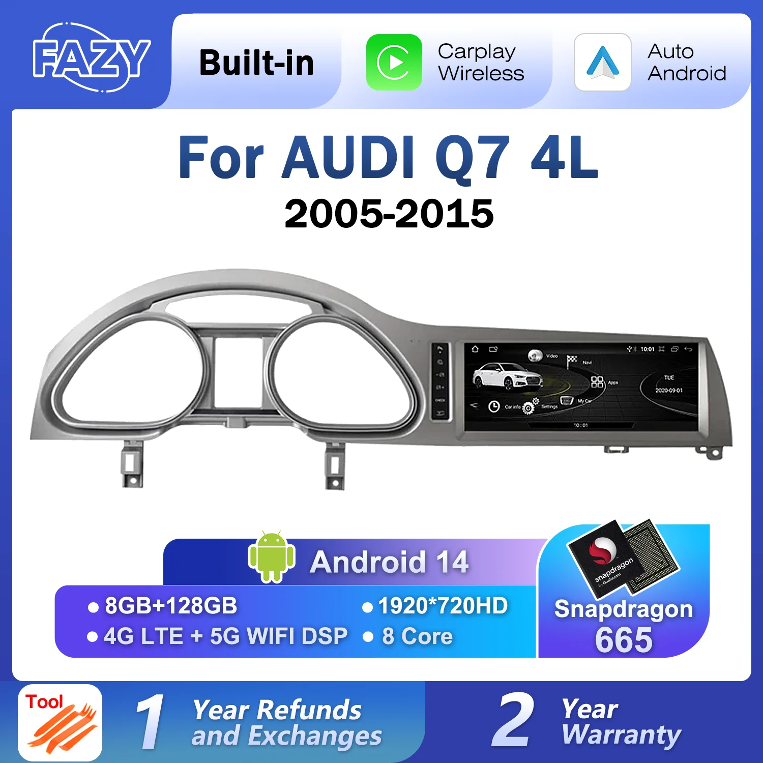 

Android 13 Wireles CarPlay для Audi Q7 4L 2005-2015 MMI 2G 3G GPS монитор мультимедийный плеер навигация Авторадио Стерео