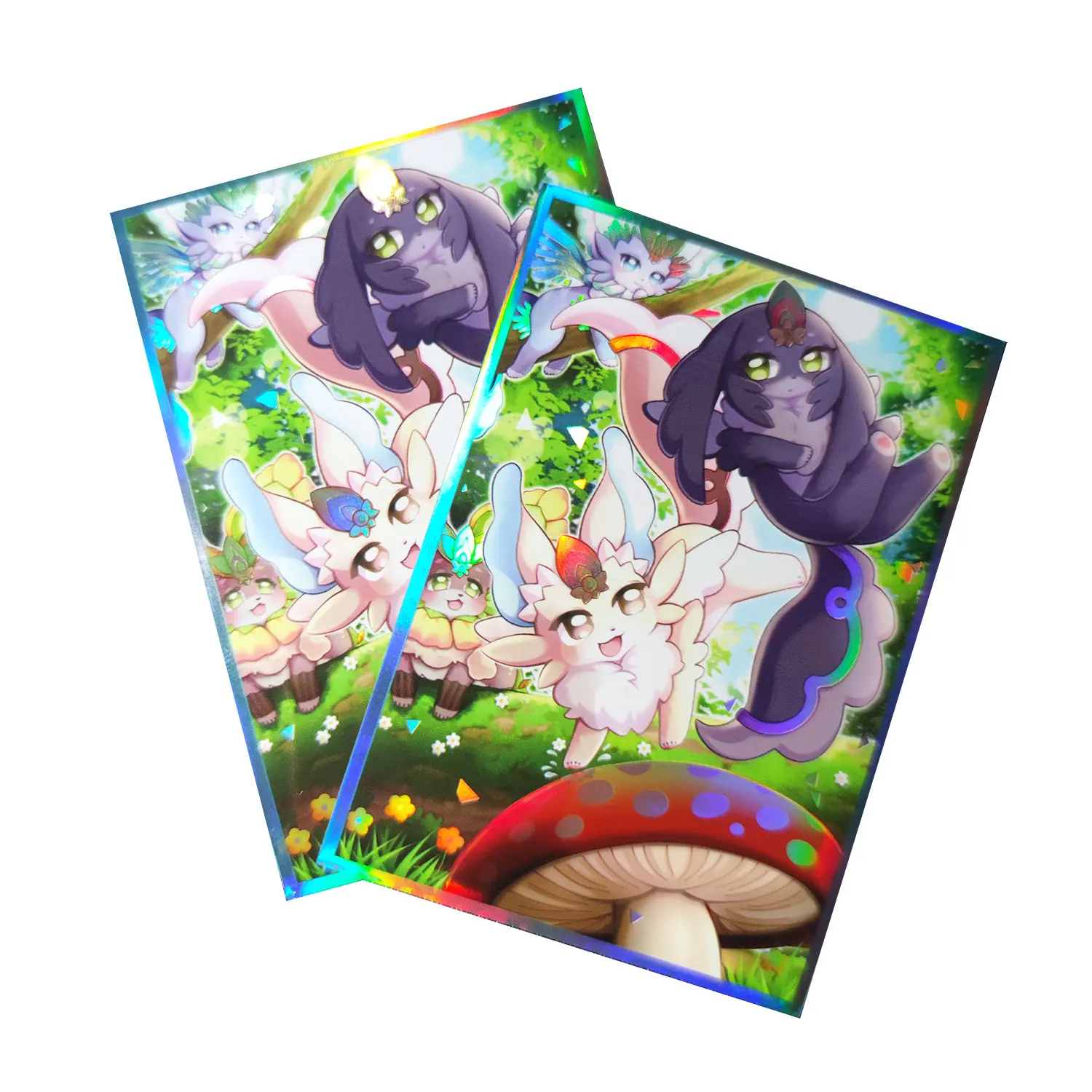 60PCS Flashing Card Sleeves Anime Protective Sleeves 63mmx90mm Top Loading YGO Card Protector for Japanese Size Trading Cards