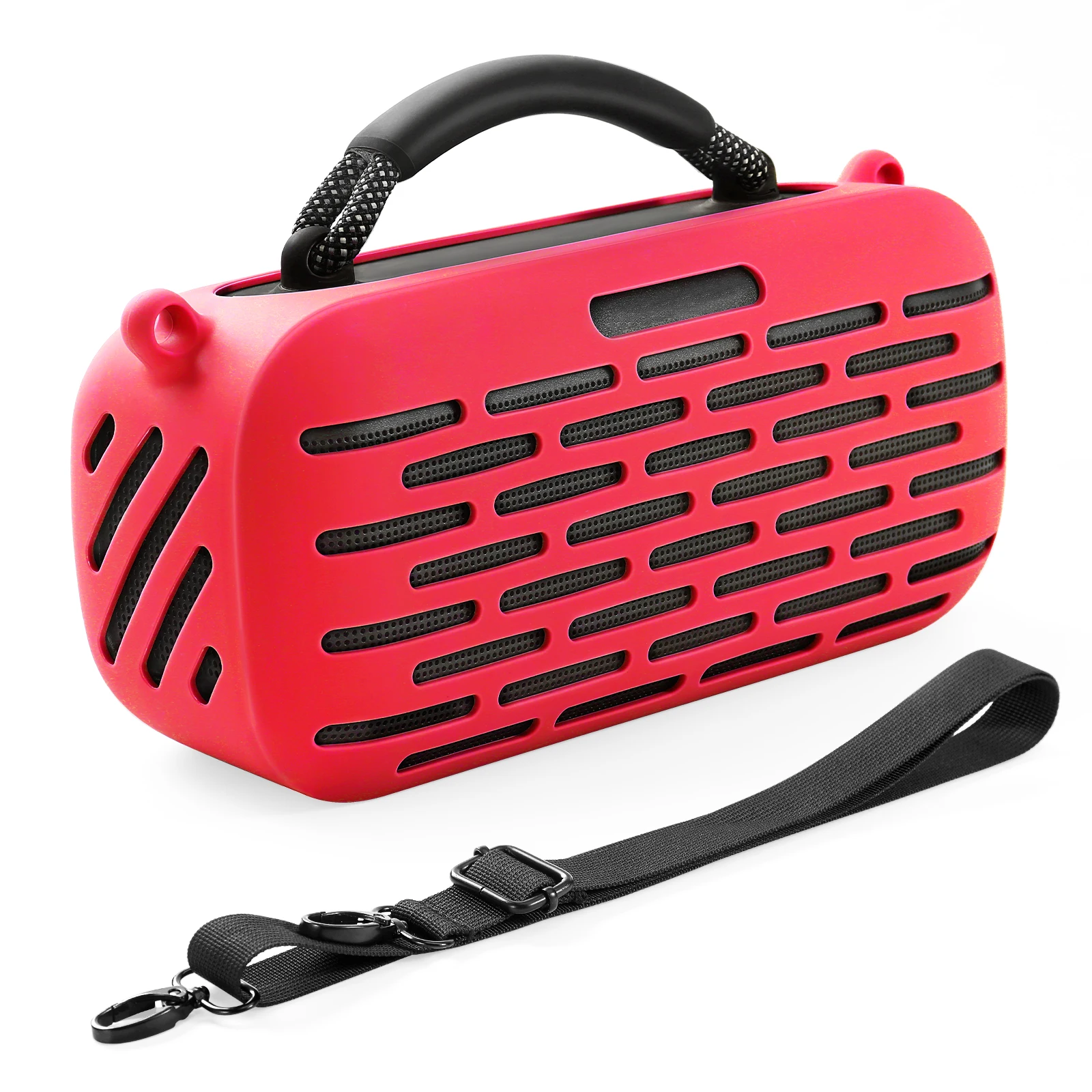 Silicone Cover Case Anti-Scratch Flexible Carrying Case Anti-Drop with Shoulder Strap for Bose SoundLink Max BT Portable Speaker