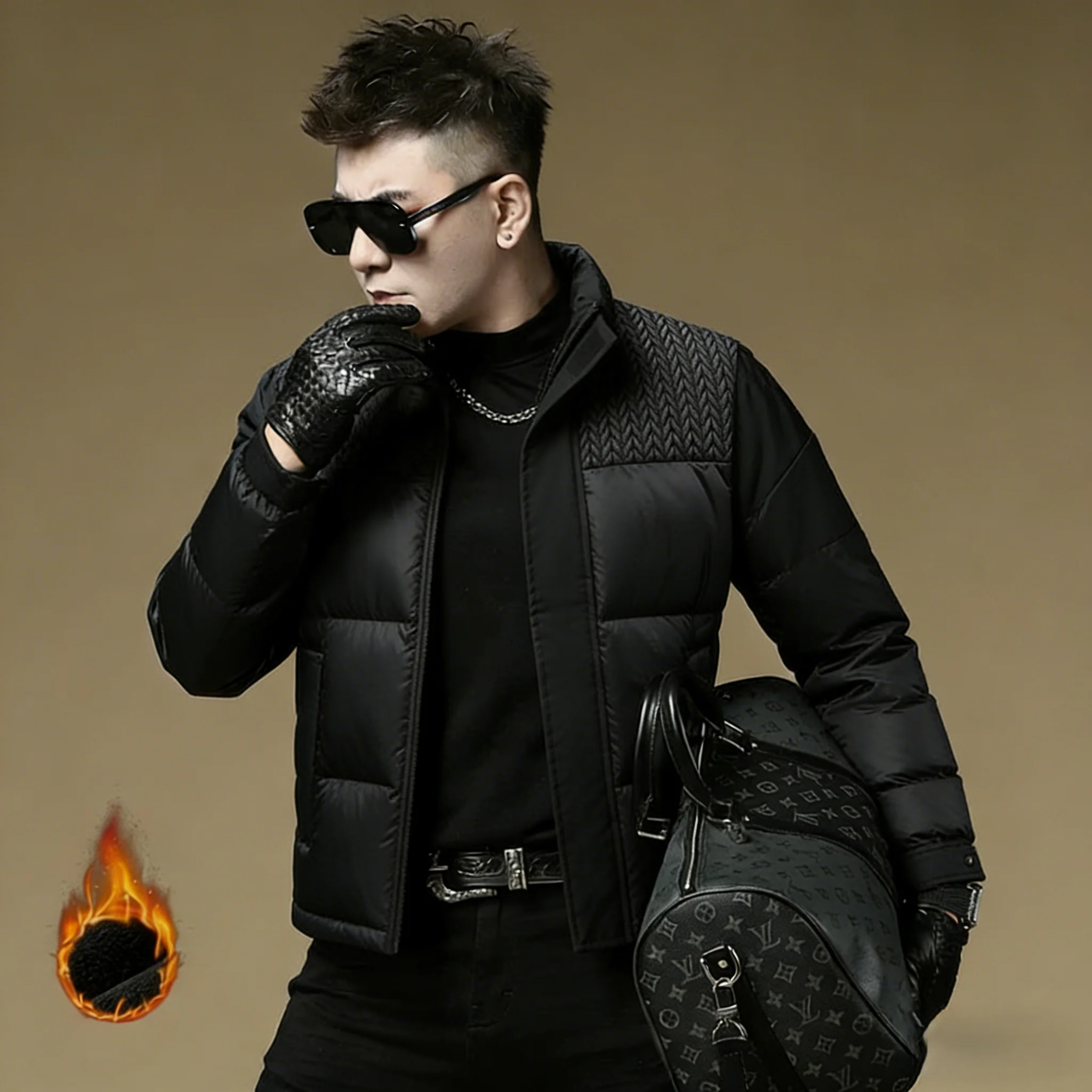 

Мужская повседневная куртка с капюшоном, утепленная пухом, белая, теплая, приталенная, из полиэстера, с длинными рукавами, на молнии