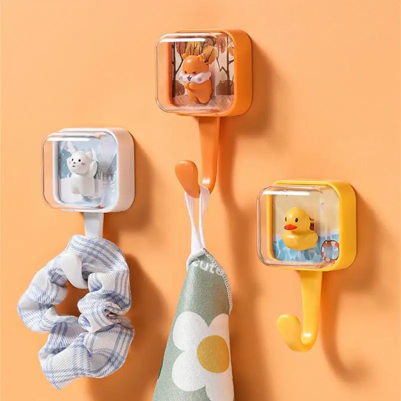 1/2PCS No Punching Hook Funny Animal Designs Can Be Reused Unique Door Decoration Hat Hook Home Hooks Fashionable Sticky Hook