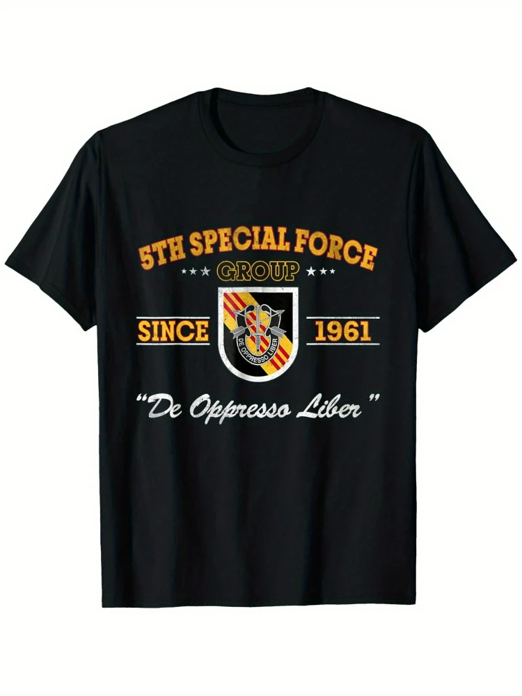 

5th Special Forces Group SFG Veteran Military pattern design -100% cotton short sleeve casual O-neck printed men's T-shirt.