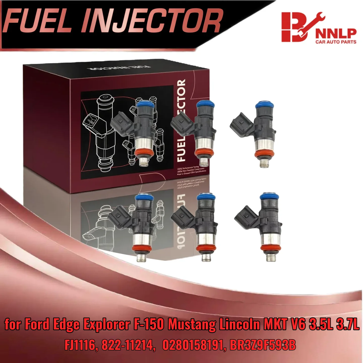 

for Ford Edge Explorer F150 Mustang for Lincoln MKT 6PCS Fuel Injectors V6 3.5L 3.7L 0280158191