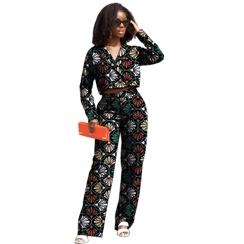 African Print Couture Women's Suit Set Short Blazer+Straight Pant Female Ankara Outfits Formal Attire Customized