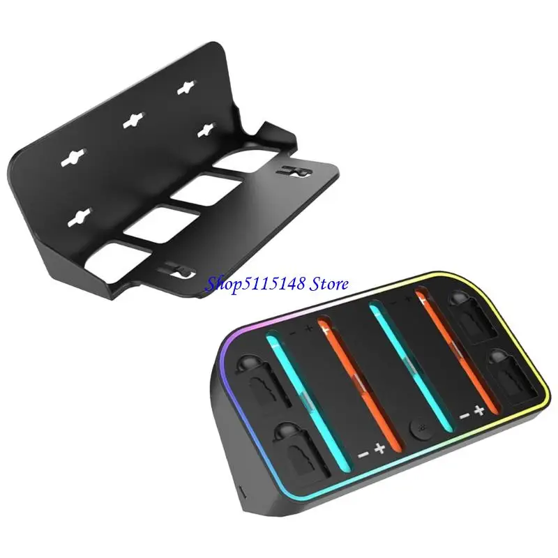 

F3MA Wall Mounted 2 Controller Charging Station With RGBs Lighting 4 Game Card Slots and Heat Dissipation