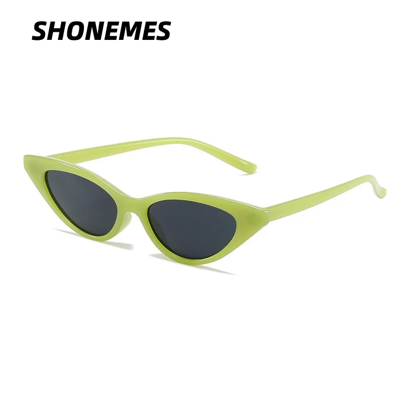 SHONEMES Cat Eye Sunglasses Retro Women Sun Glasses Small Frame Outdoor UV400 Eyewear Green Black White for Female