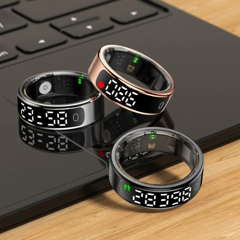 

Смарт-кольцо R13 для мужчин и женщин с чехлом для зарядки, пульс, кислород в крови, монитор температуры кожи, водонепроницаемость 5 АТМ для Android iOS