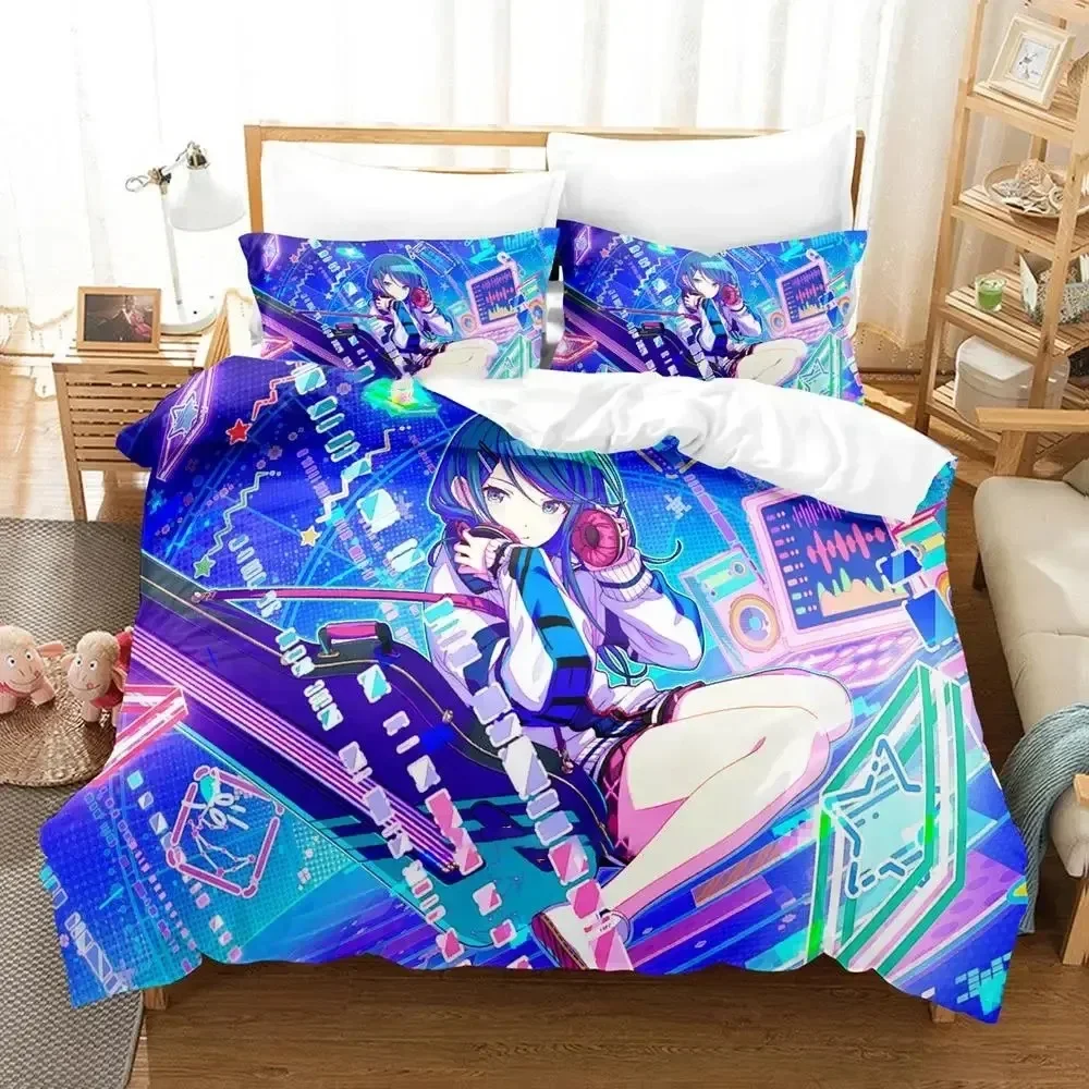 Anime Hoshino Ichika Project SEKAI Bedding Set Duvet Cover Bed Set Quilt Cover Pillowcase Comforter King Queen Size Boys Adult
