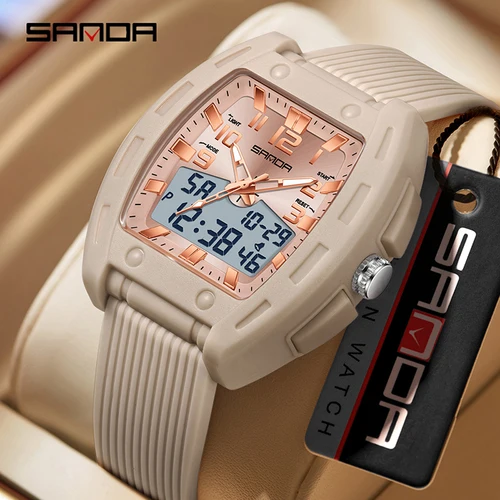 Imagen 2 del producto Reloj Deportivo Multifuncional SANDA 6330 con Doble Pantalla para Hombre y Mujer, Resistente al Agua 5ATM, Luz Nocturna, Alarma, Cronómetro