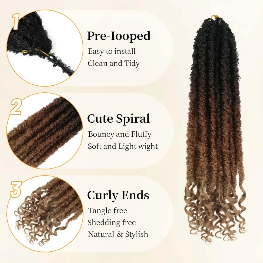 العنوان: Goddess Locs الكروشيه الشعر 6 عبوات 16 بوصة مستقيم فو Locs الكروشيه الضفائر قبل يحلق مجعد لينة الاصطناعية أومبير Braidin