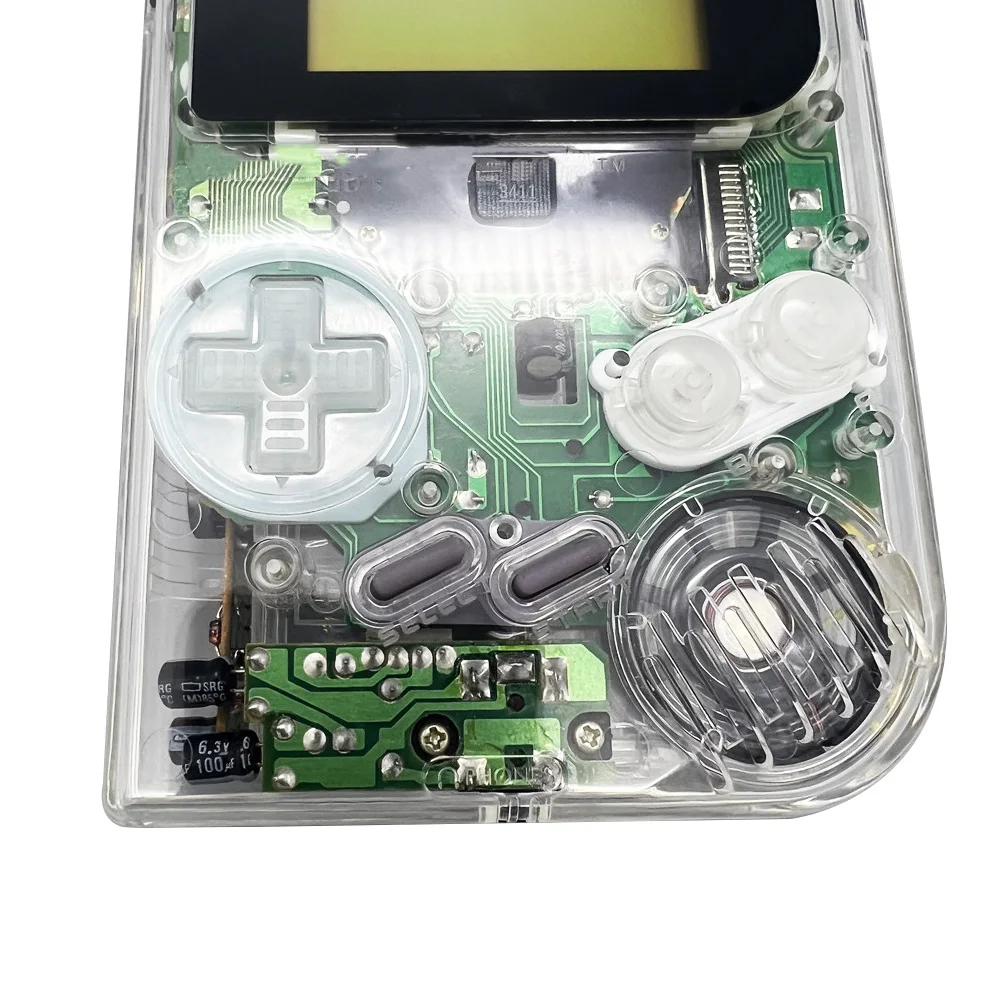 مجموعات غلاف الإسكان عالية الجودة لـ GameBoy GB DMG بدون عدسة زجاجية، مع أزرار وسادات مطاطية موصلة وملصقات ومسامير