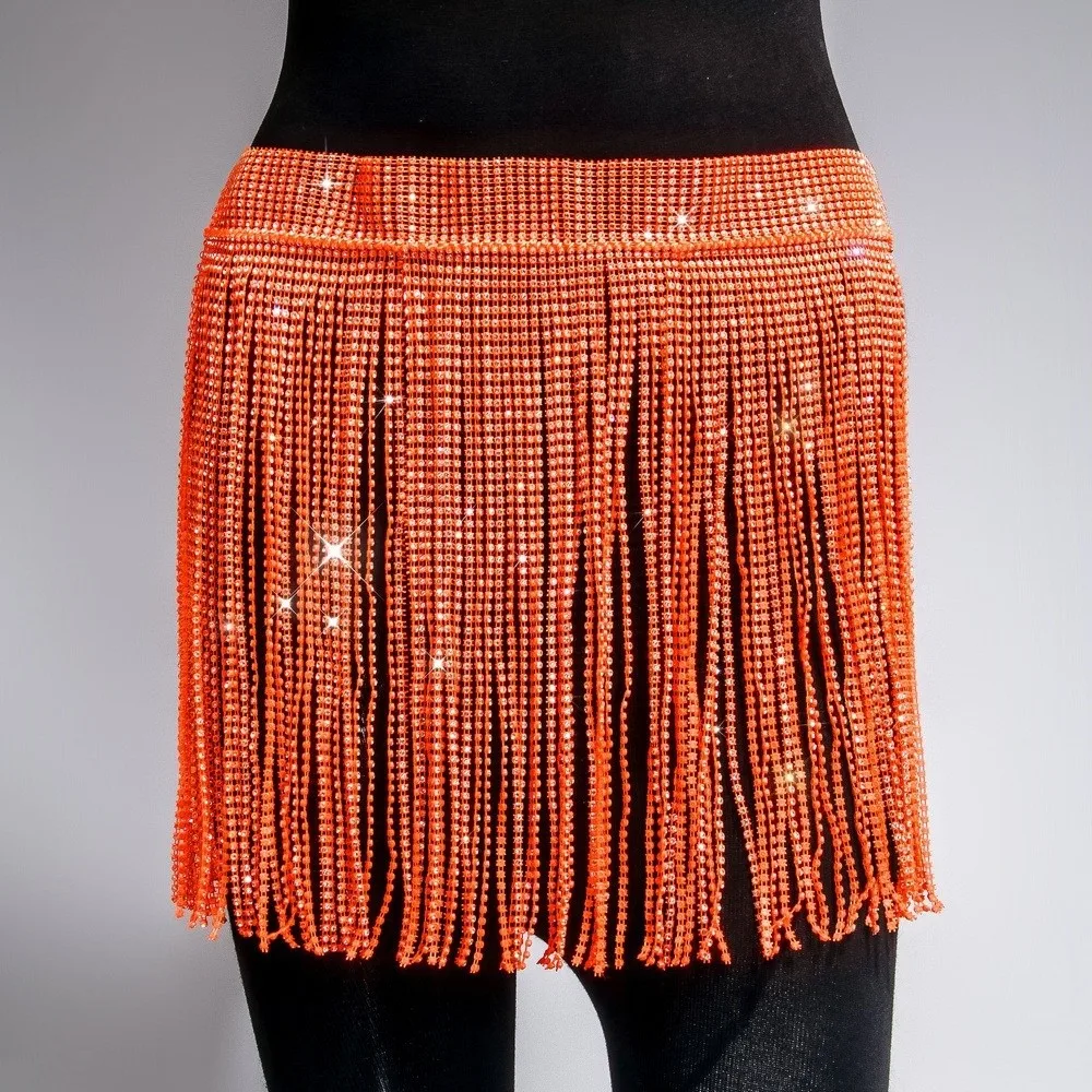 Flashing Diamonds Sexy Mini Dress Diamond Strap Lace Up Knot Women's Mini Skirt Glitter Rhinestone Fringed Net Party Mini Skirts