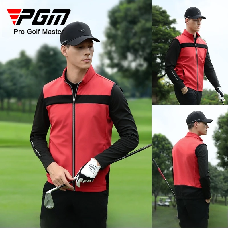 

PGM Men's Golf Vest Jackets Windproof Warm Autumn Winter Standing Collar Rainproof Clothes YF808