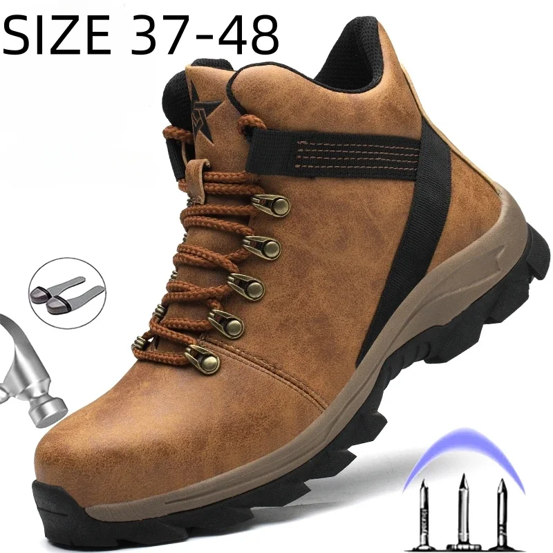 

Winter Men Boots Indestructible Work Safety Shoes Puncture-Proof Men Sneakers Outdoor Steel Toe Work Safety Boots Size 37-48