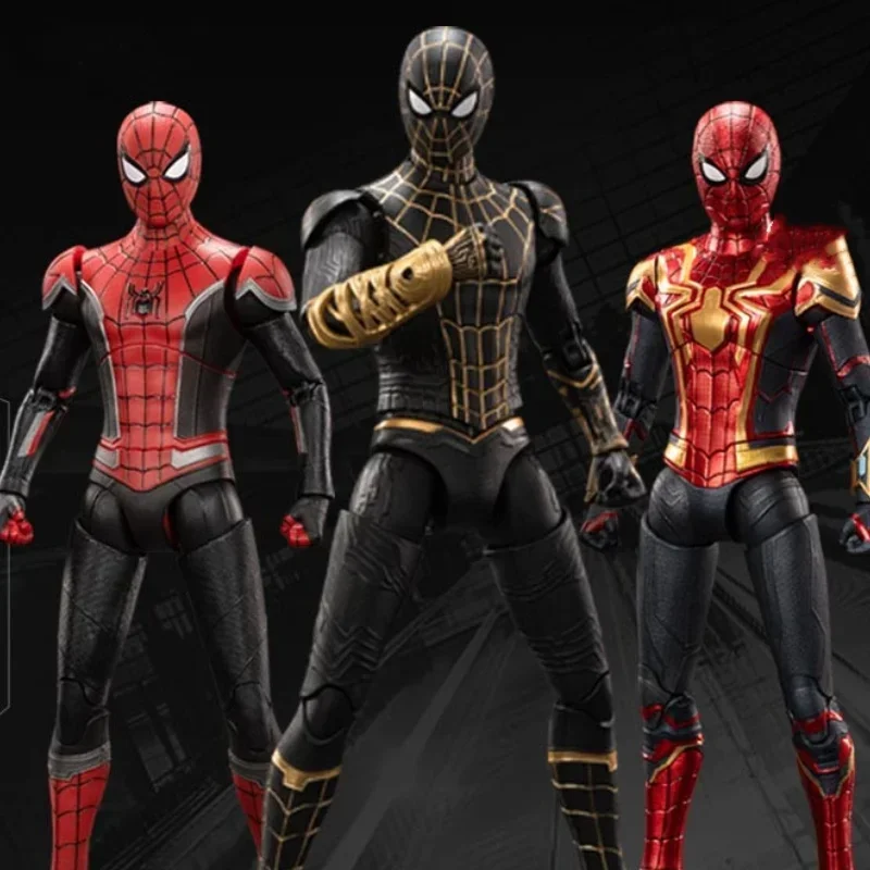 Authentic Stock Marvel Series Red  Gold Black And Gold Battle Suit Spider Man Hero No Return Toy Doll Model Desktop Design Ornam