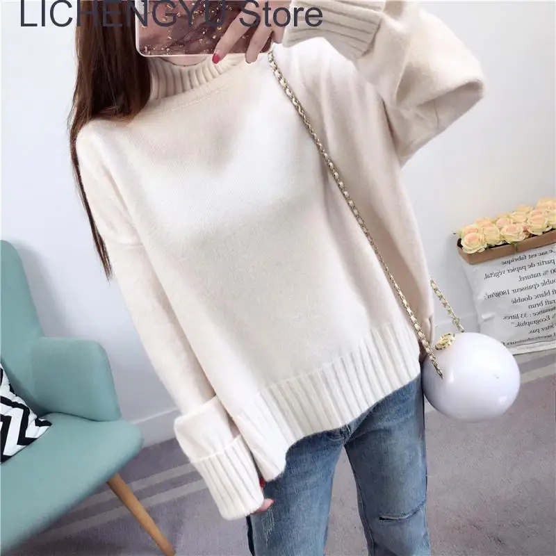 

New Turtleneck Sweater Women Pullover High Elasticity Knitted Ribbed Jumper Autumn Winter Basic Female Sweater