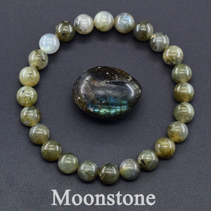 Original India Labradorite Bead Bracelet for Women Men Natural MoonStone Bead Charm Bangle Obtaining Energy Jewelry Pulsera Gift