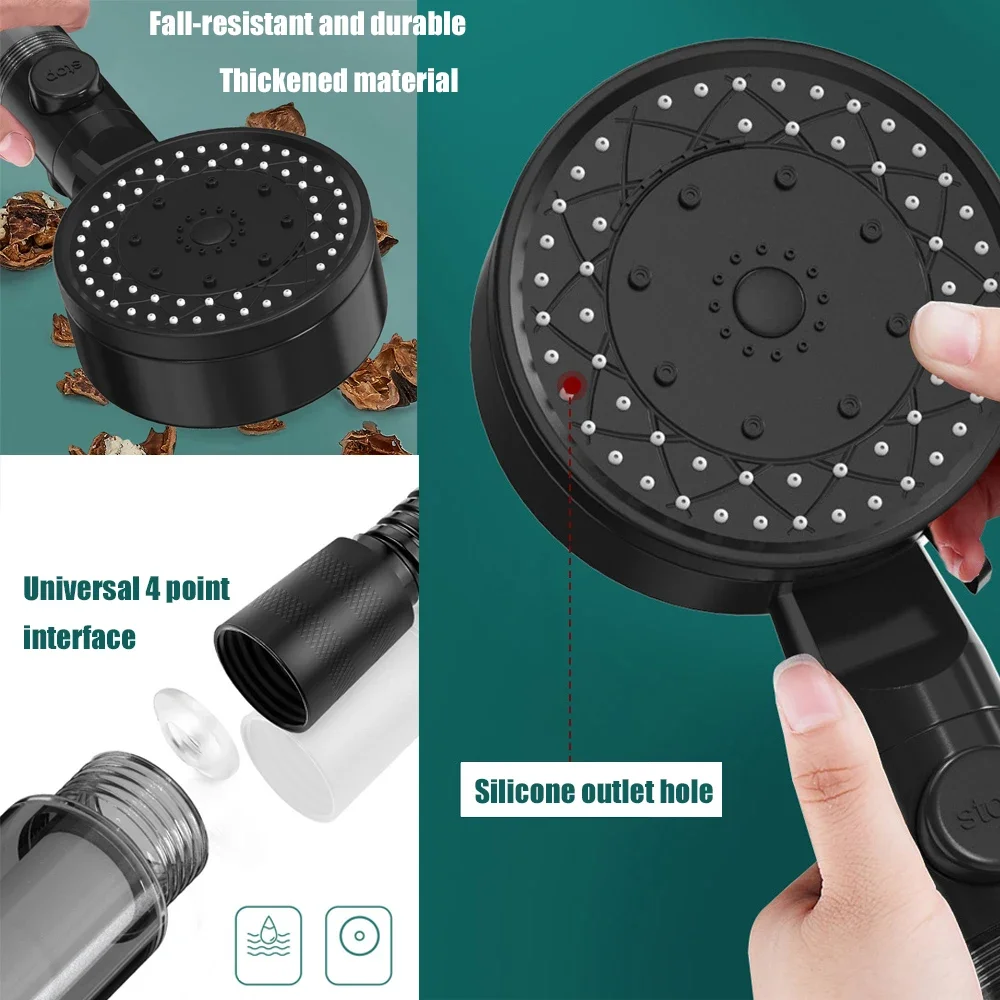 10 Spray High-Pressure Water Saving Filtered Shower Head Handheld Showerhead Fall Resistance Black White Bathroom Shower Nozzle