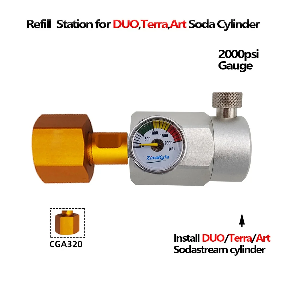 SodaStream DUO Art Terra Quick Connect CO2 Refill Station Recharge Adaptor Compatible with CGA320 Thread Big Carbonator Tank